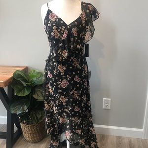 Black Floral High Low Maxi